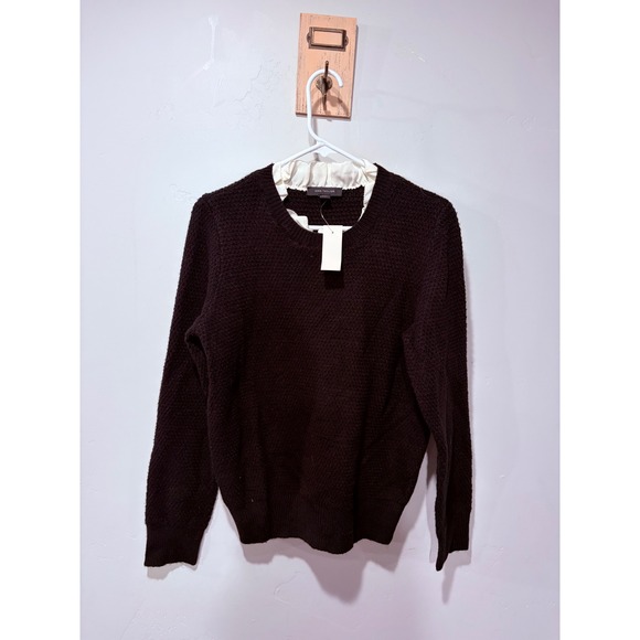Ann Taylor Sweaters - Ann Taylor Womens Brown Waffle Knit Sweater White Ruffle Collar Medium NWT